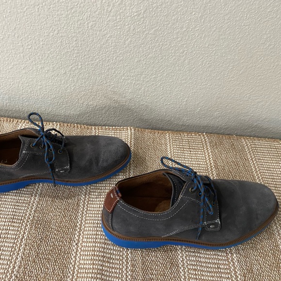 Florsheim Gray Blue Leather Suede Lace Up Plain ToeComfortech Supacush Jr Oxford - Picture 10 of 11